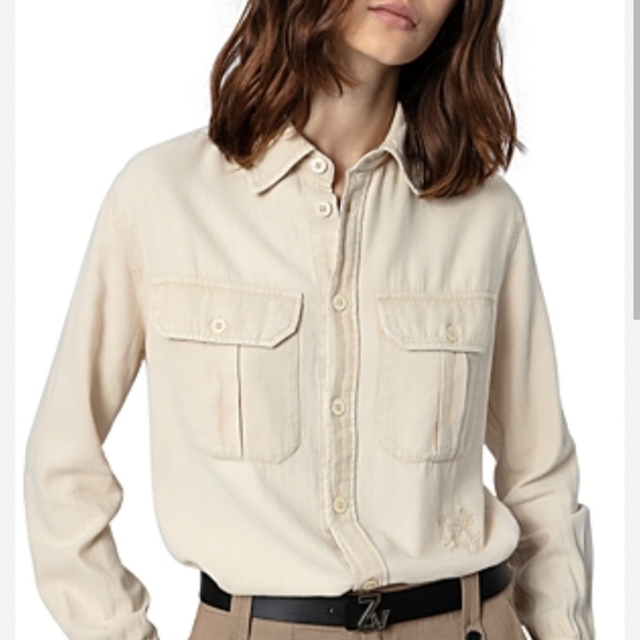 Zadig & Voltaire Tops - *NEW* Zadig & Voltaire Beige Button-Up Shirt